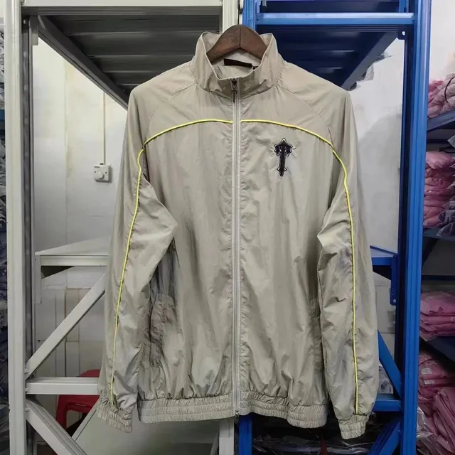 Trapstar Windbreaker Jacket Beige with Yellow Piping