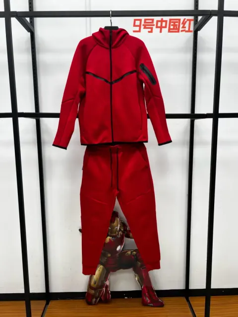 Nike Tech Fleece Hoodie and Joggers China Red