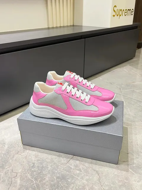 Prada Nylon Sneaker Pink Patent and Mesh