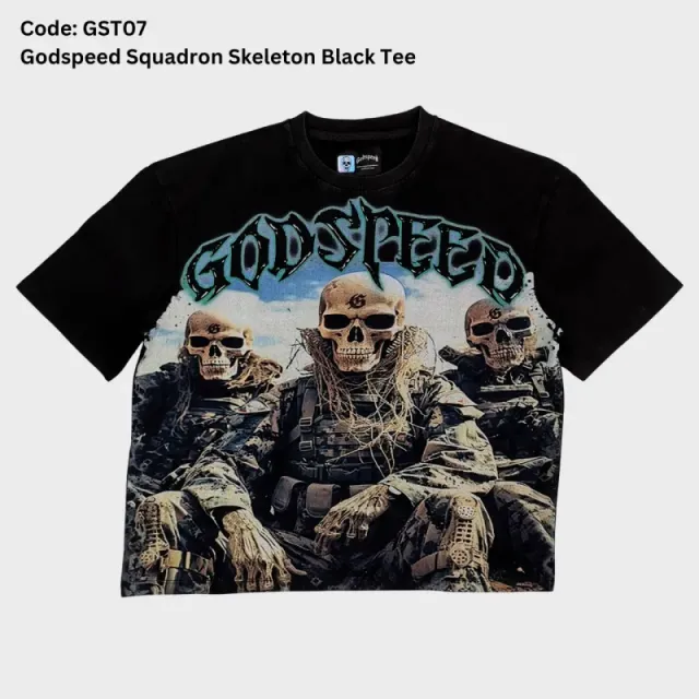 Gst07 Godspeed Squadron Skeleton Black T-Shirt