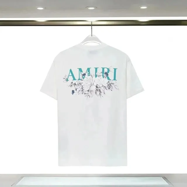 Amiri Floral Logo Tee Teal Floral Print