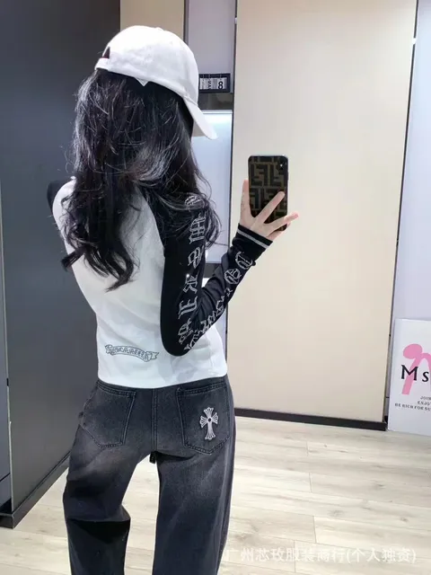 Chrome Hearts Long-Sleeve Raglan Tee Crystal-Embellished Logo
