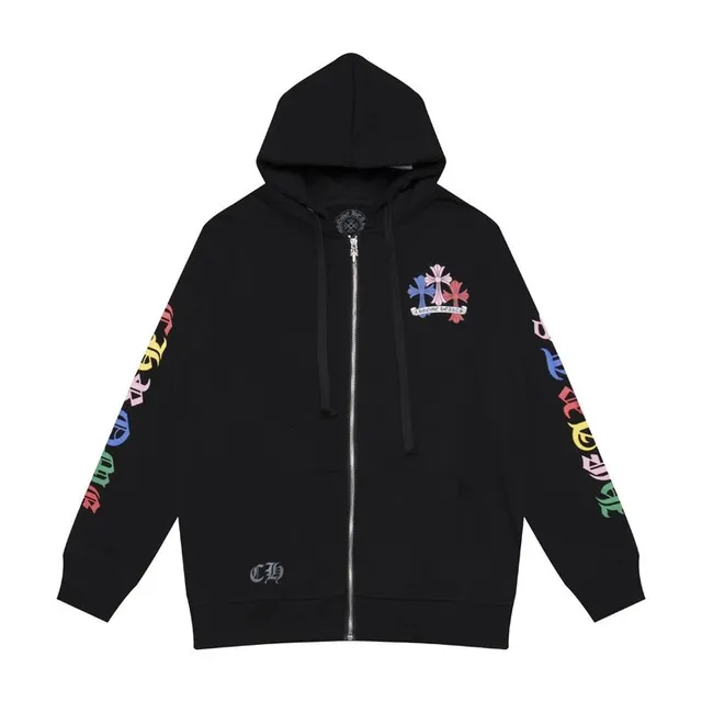 Chrome Hearts Zip-Up Hoodie Rainbow Cross Sleeve