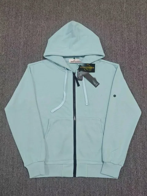 Stone Island Zip-Up Hoodie Light Blue