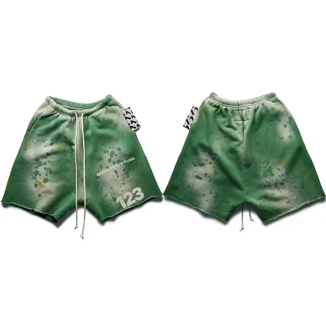 RRR123 Cropped Sweat Shorts Splatter Print