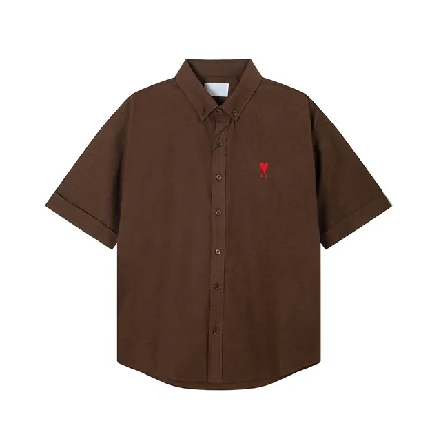 Amiri Short-Sleeve Button-Up Shirt Heart Embroidery