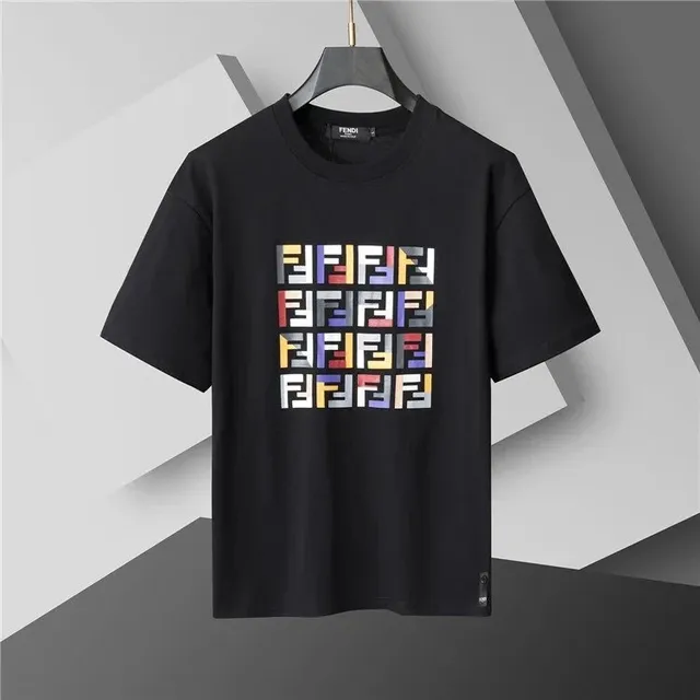 Fendi Logo Print T-Shirt Multicolor FF Grid