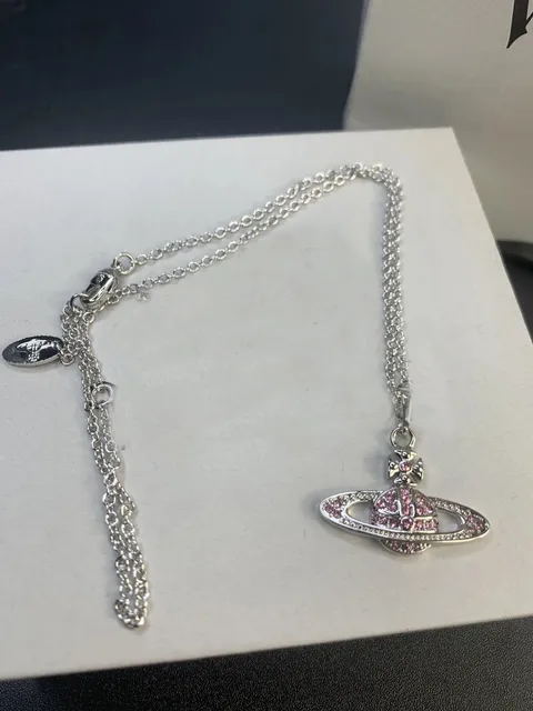 Vivienne Westwood Orb Pendant Necklace Pink Crystal