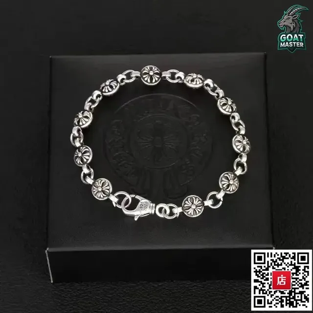 Chrome Hearts Flower Link Bracelet Sterling Silver