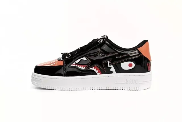 BAPE Shark Low Glossy Black Orange
