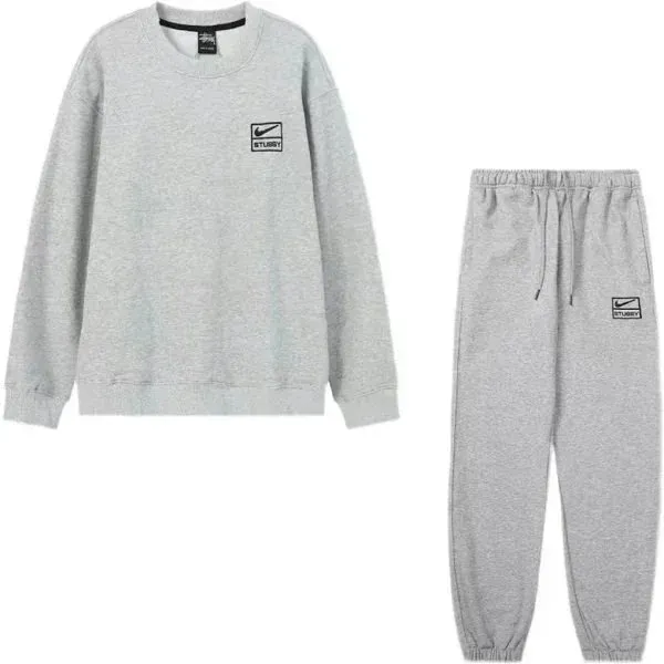 Stüssy × Nike Crewneck & Joggers Set Heather Grey
