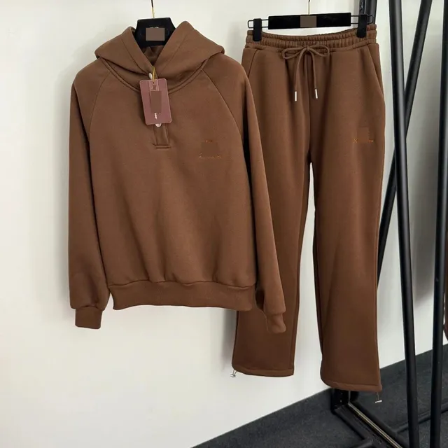 Hoodie and Joggers Set Monochrome Brown