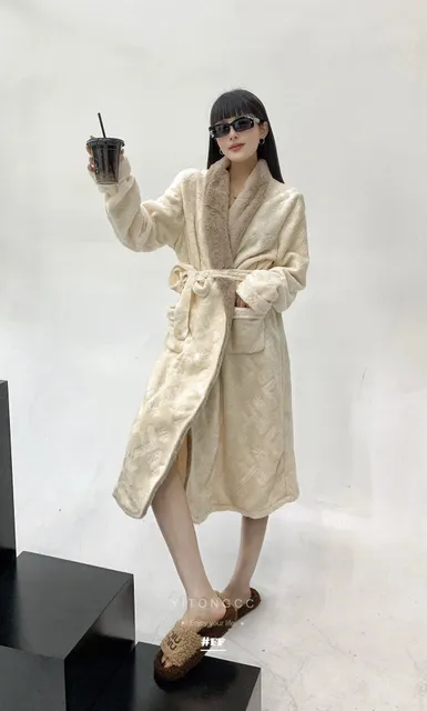 Fleece Robe Monogram Jacquard