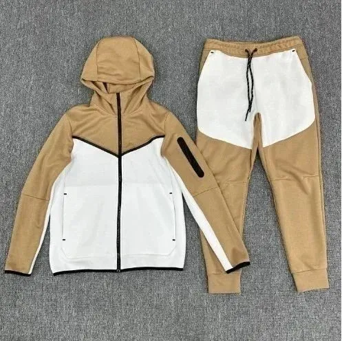 Nike Tech Fleece Hoodie and Joggers Two-Tone Beige/White