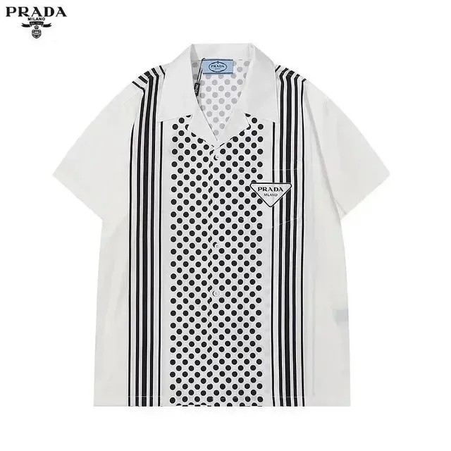 Prada Short-Sleeve Shirt Polka Dot and Stripe