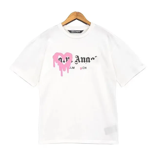 Palm Angels Heart Logo Tee Pink Drip Heart