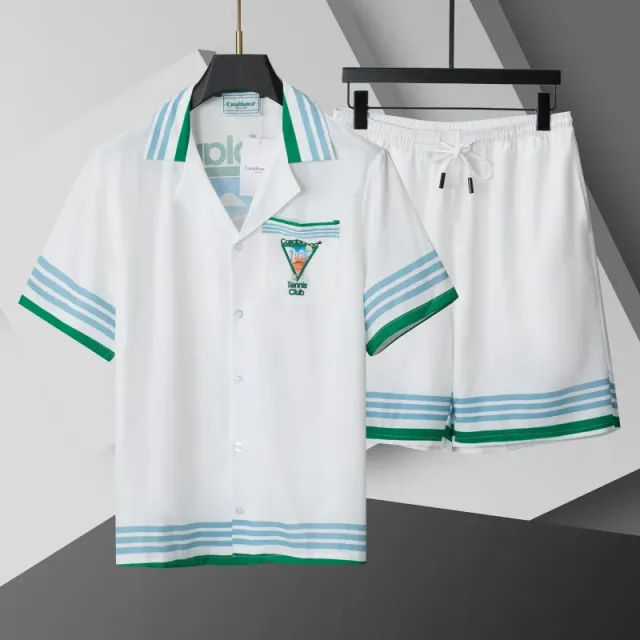 Casablanca Tennis Club Set White Green Blue Stripe