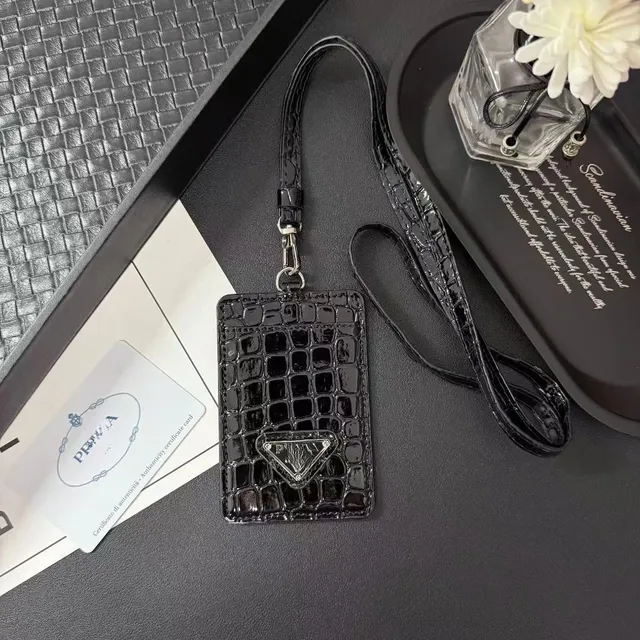 挂脖收纳卡包【黑色】鳄鱼皮纹