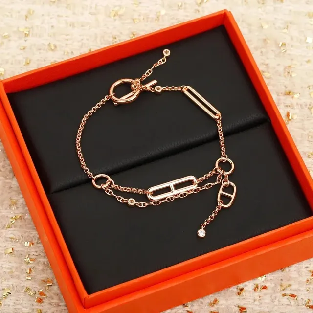Hermès Charm Bracelet Rose Gold with Diamonds