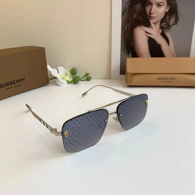 Burberry Square Aviator Sunglasses Monogram Lens