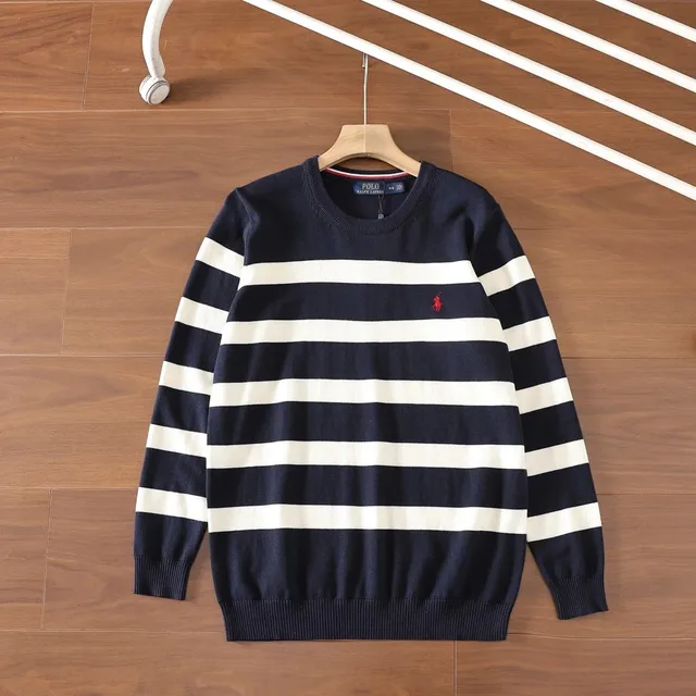 Polo Ralph Lauren Striped Knit Sweater Navy and White Stripe