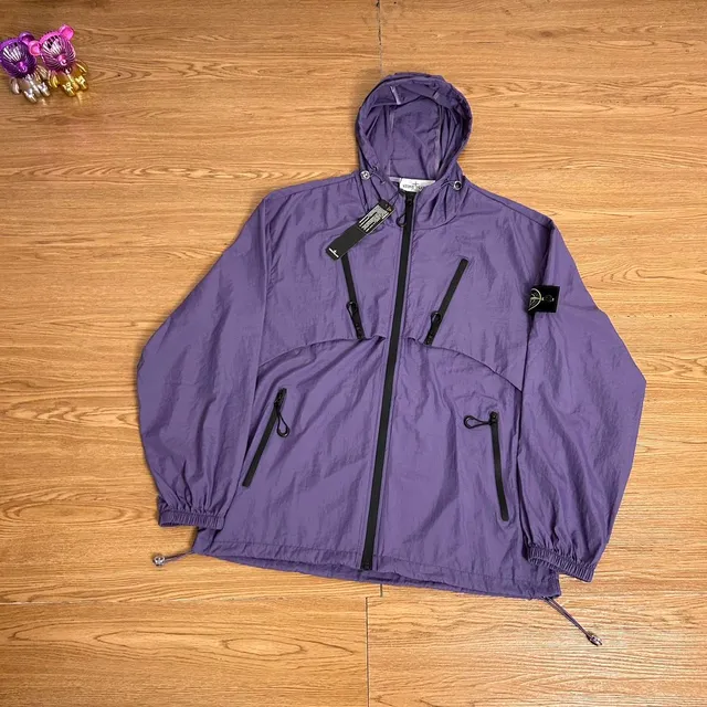 Stone Island Windbreaker Jacket Purple with Black Zippers