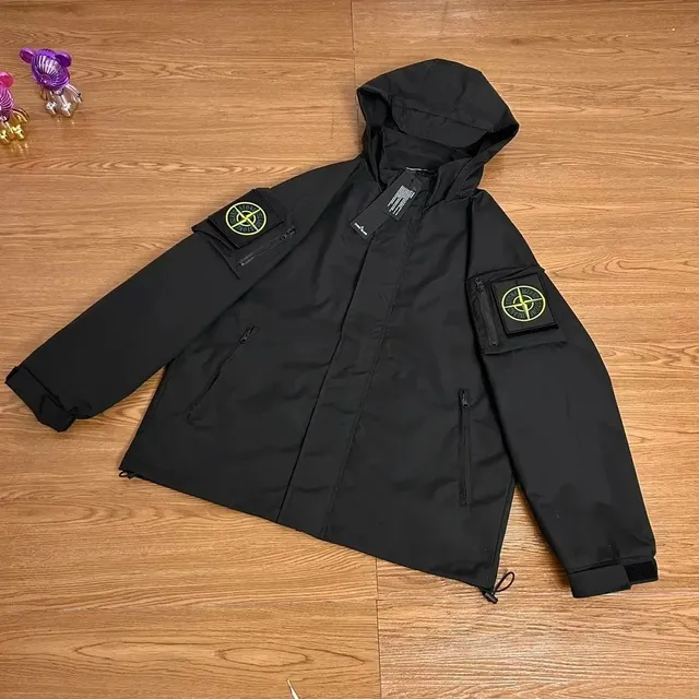 Stone Island Goggle Jacket Black with Lime Logo