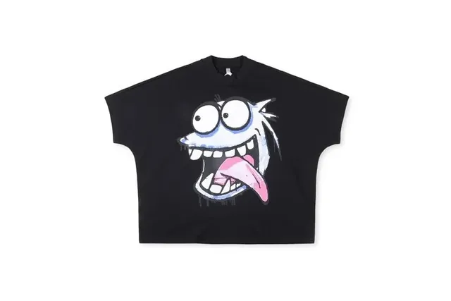 Sp5der Graphic Tee Cartoon Face Print