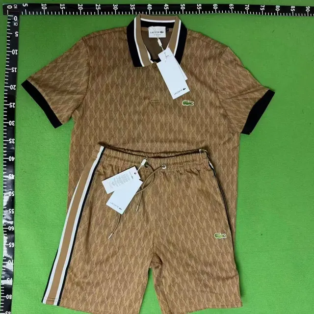 Lacoste Polo and Shorts Set Diamond Pattern