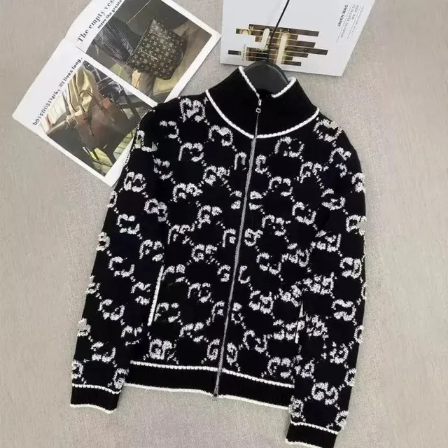 Gucci GG Knit Zip-Up Monogram Intarsia
