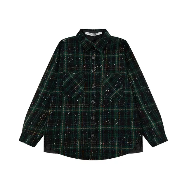 Chloé Button-Up Shirt Glitter Plaid