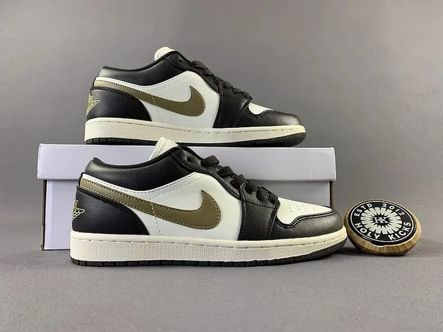 Air Jordan 1 Low Black White Olive