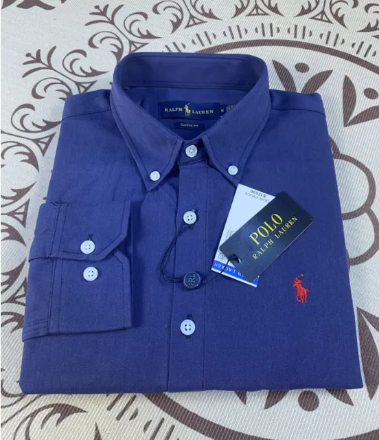 Polo Ralph Lauren Classic Fit Button-Down Shirt Solid Navy