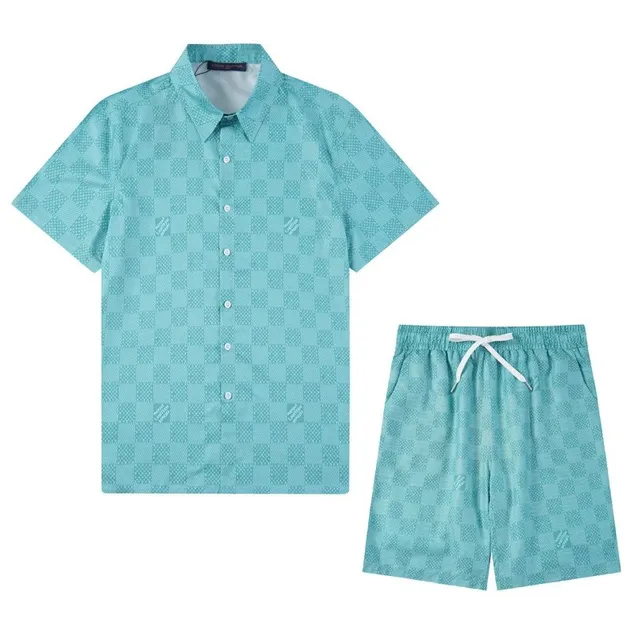 Louis Vuitton Checkered Shirt and Shorts Set Monogram Canvas Print
