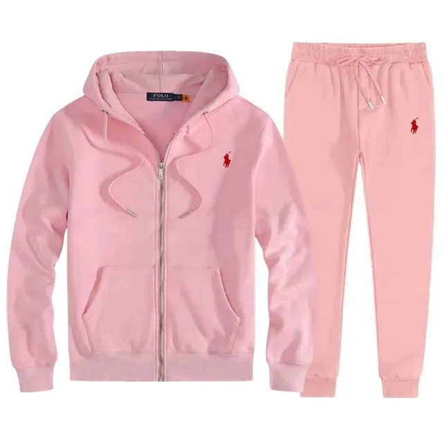 Polo Ralph Lauren Hoodie and Jogger Set Pink with Red Pony