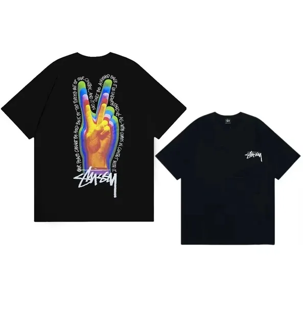 Stüssy Peace Sign Tee Rainbow Hand Print