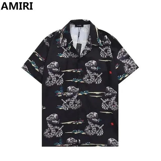 Amiri Short-Sleeve Button-Up Shirt Snake Print
