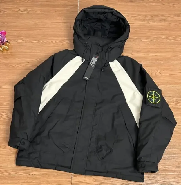 Stone Island Goggle Jacket Black with Beige Panels