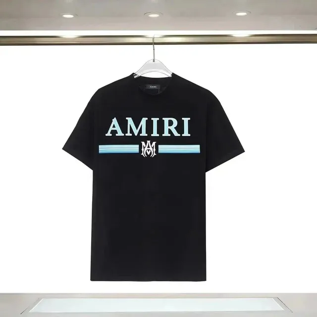 Amiri Logo T-Shirt Blue Stripe