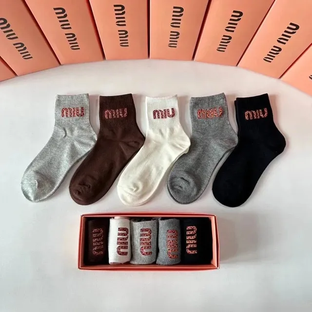 Logo Socks Embroidered Miu Miu