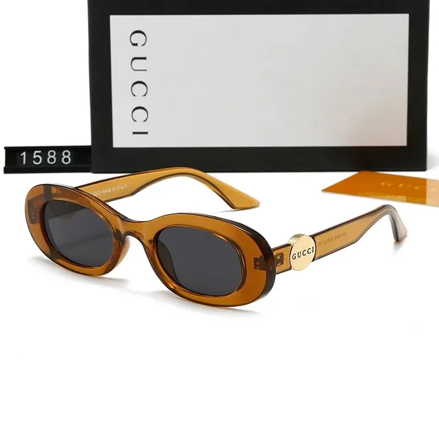 Gucci Oval Sunglasses Acetate Frame with Gold Logo