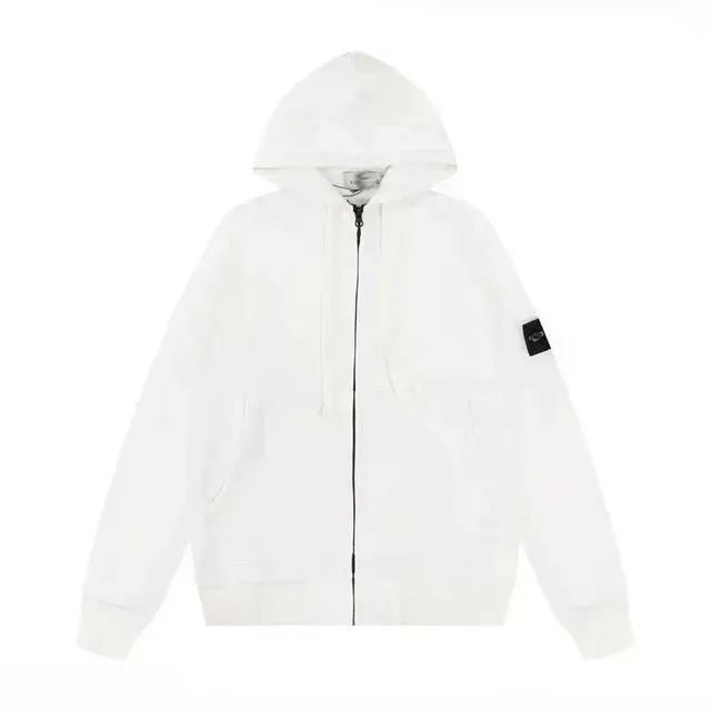 Stone Island Zip-Up Hoodie White