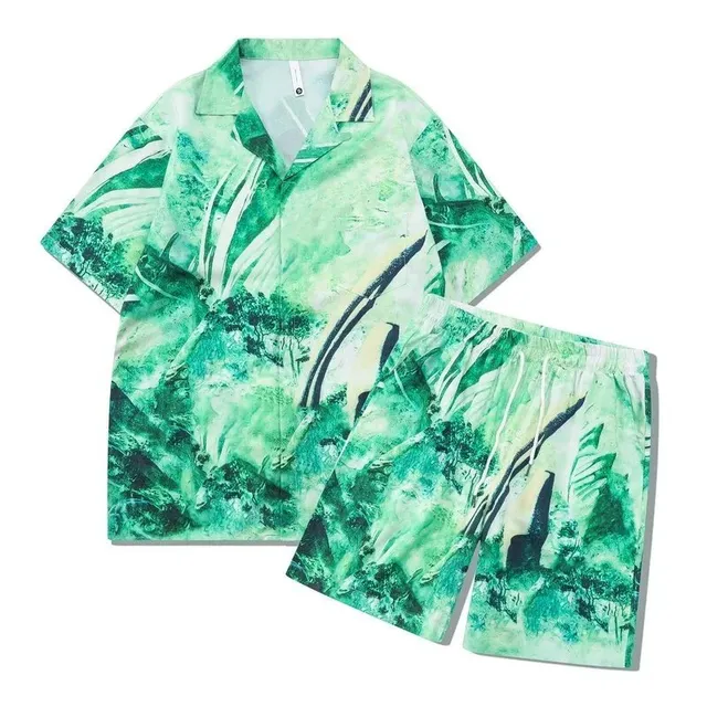 Short-Sleeve Shirt and Shorts Set Tropical Print
