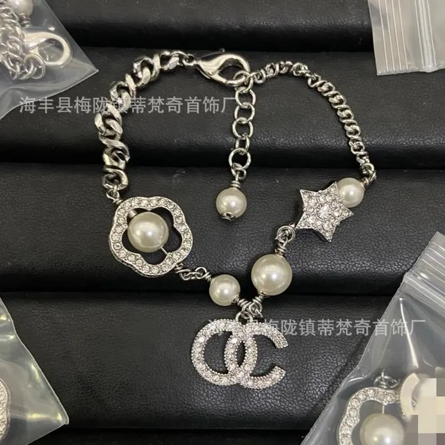 Chanel Chain Bracelet Pearl and Crystal CC Charm