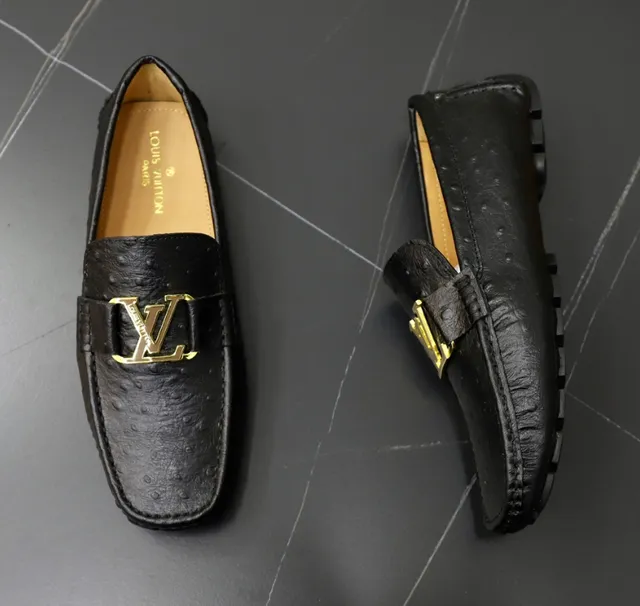 Louis Vuitton Loafer Ostrich Leather with Gold LV Buckle