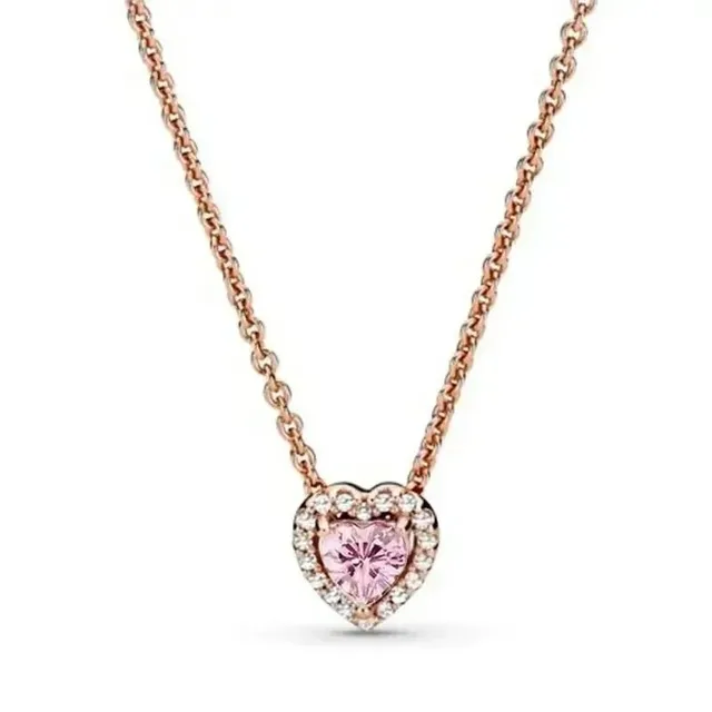 Swarovski Heart Pendant Pink Crystal with Cubic Zirconia