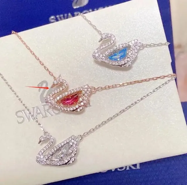 Swarovski Swan Necklace Crystal-Embellished