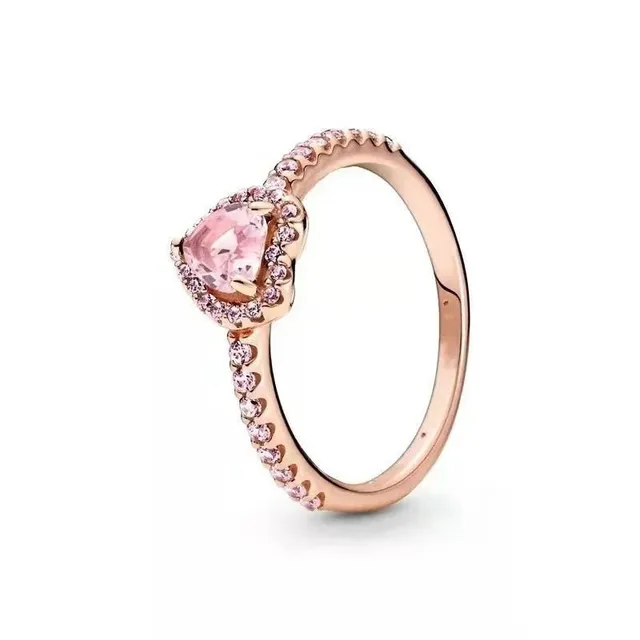 Swarovski Heart Ring Pink Stone with Pave Crystals