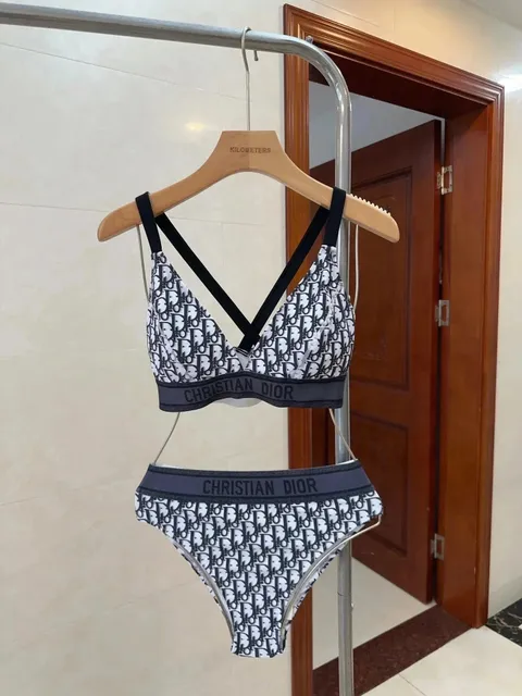 Dior Bra and Brief Set Oblique Logo Print