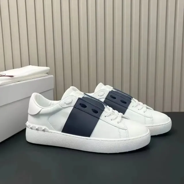 Valentino Rockstud Sneaker White Navy Stripe